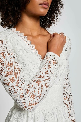 Robe patineuse en dentelle - Blanc