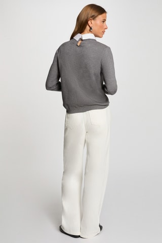 Pull trompe-l'œil  - Gris foncé