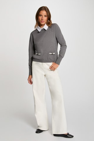Pull trompe-l'œil  - Gris foncé