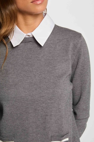 Pull trompe-l'œil  - Gris foncé