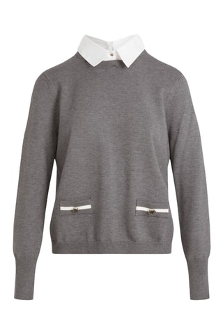 Pull trompe-l'œil  - Gris foncé