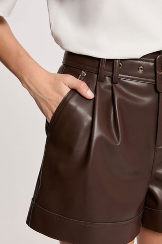 Short slim taille haute - Marron