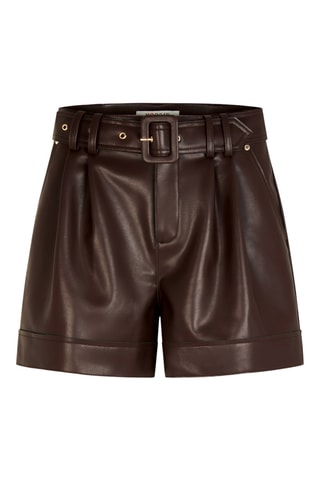 Short slim taille haute - Marron