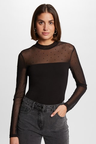 Top bi-matière - Noir