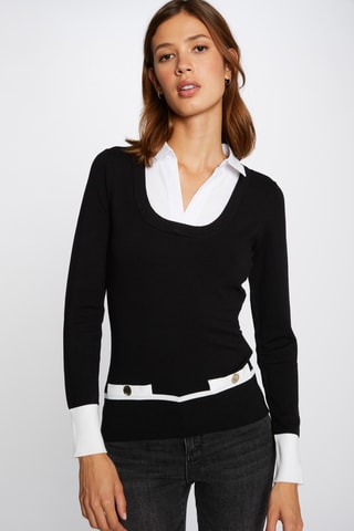 Pull trompe-l'œil - Noir