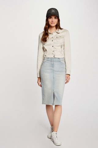 Jupe midi en jean taille haute - Bleu