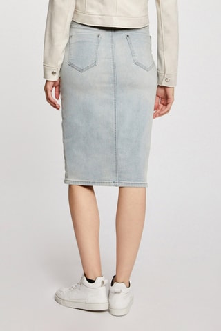 Jupe midi en jean taille haute - Bleu