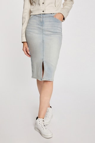 Jupe midi en jean taille haute - Bleu