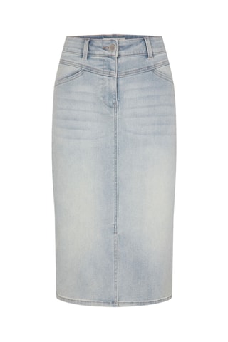 Jupe midi en jean taille haute - Bleu