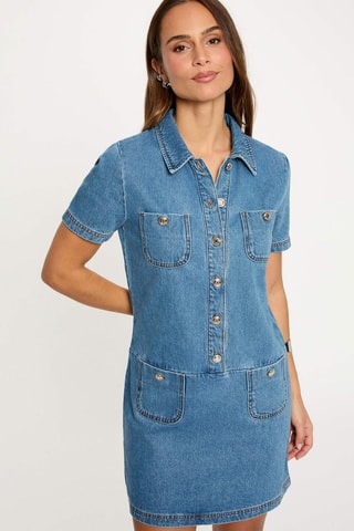 Robe patineuse en jean - Bleu