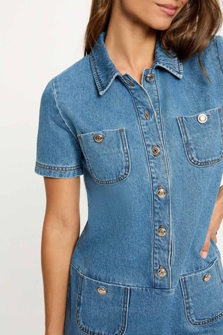 Robe patineuse en jean - Bleu
