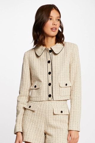 Short en tweed taille haute - Beige
