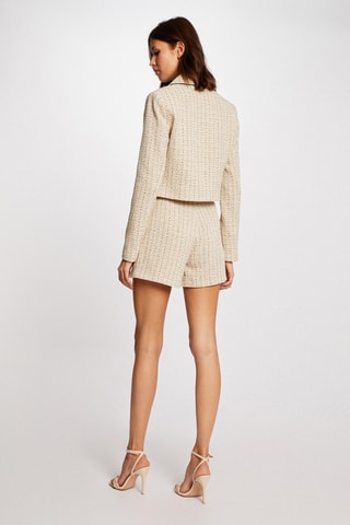 Short en tweed taille haute - Beige