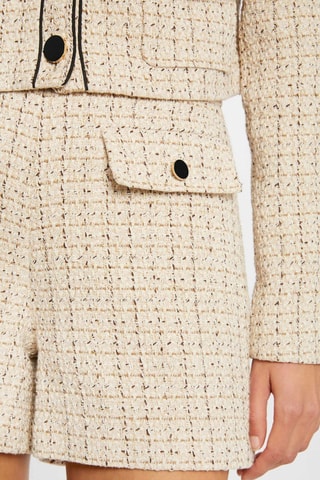 Short en tweed taille haute - Beige