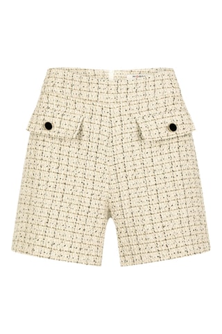 Short en tweed taille haute - Beige
