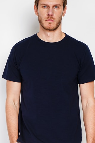 Linnen T-shirt - Marineblauw