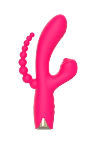 Vibromasseur waterproof triple stimulation - Rose - 10 cm