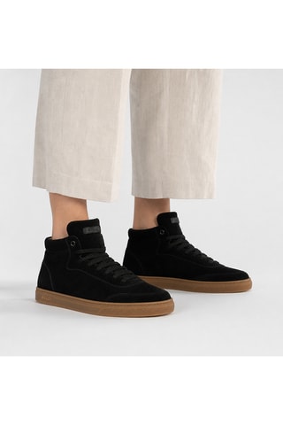 Zapatillas altas de piel bovina nobuk - Negro