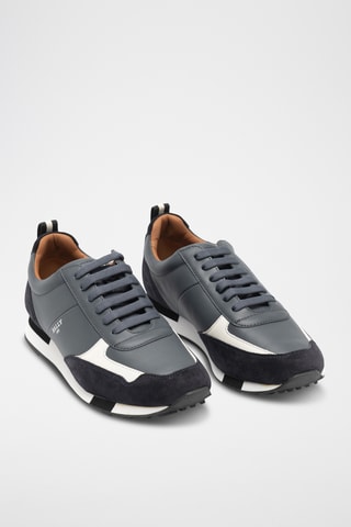 Zapatillas de piel bovina nobuk - Gris y negro
