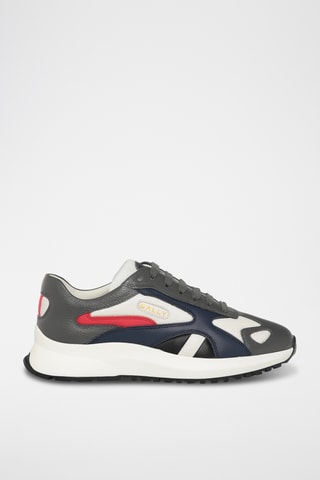 Zapatillas de piel - Gris y azul marino
