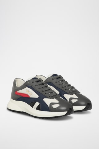 Zapatillas de piel - Gris y azul marino