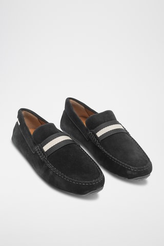 Mocasines de piel bovina nobuk - Negro