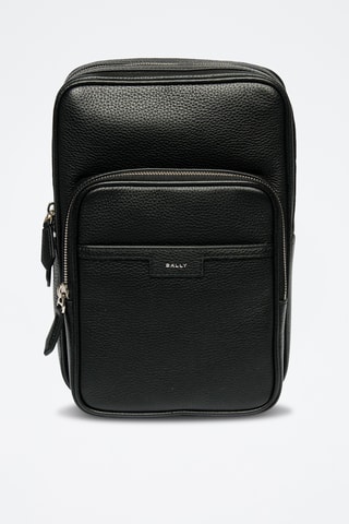 Mochila bandolera de piel - Negro