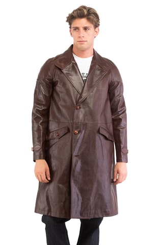 Chaqueta larga de piel caprina - Marrón