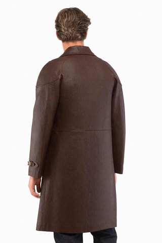 Chaqueta larga de piel caprina - Marrón