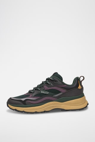 Zapatillas de piel bovina - Verde oscuro y violeta