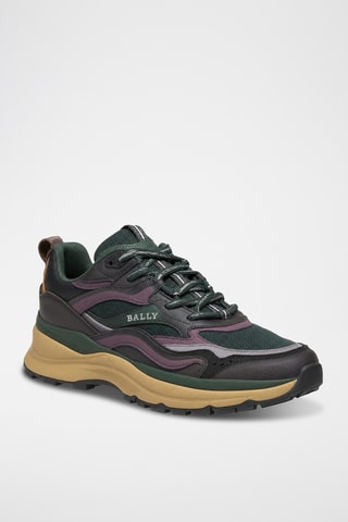 Zapatillas de piel bovina - Verde oscuro y violeta