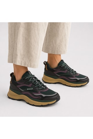 Zapatillas de piel bovina - Verde oscuro y violeta