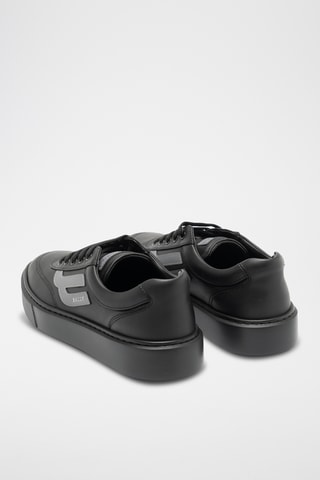 Zapatillas de piel bovina con plataforma - Negro
