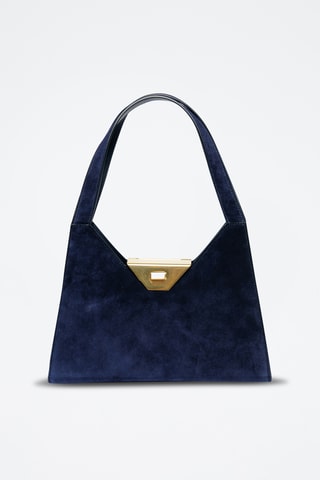 Bolso de piel bovina nobuk - Azul marino