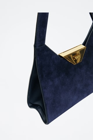 Bolso de piel bovina nobuk - Azul marino