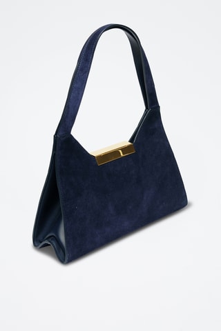 Bolso de piel bovina nobuk - Azul marino