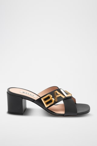 Sandalias de piel de tacón - Negro