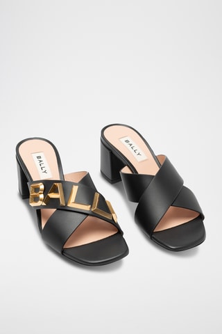 Sandalias de piel de tacón - Negro