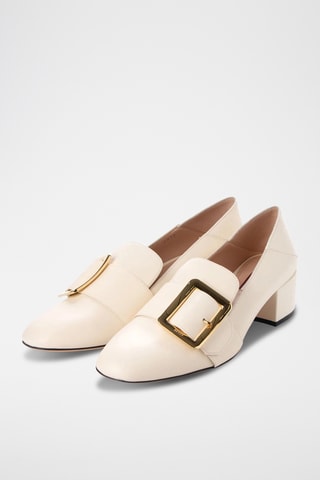 Zapatos de piel bovina de tacón - Beige