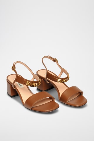 Sandalias de piel de tacón - Marrón