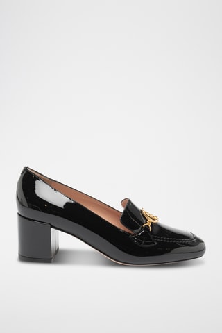 Mocasines de piel bovina de charol de tacón - Negro