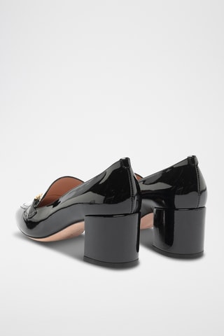 Mocasines de piel bovina de charol de tacón - Negro
