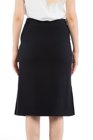 Falda midi de lana - Negro