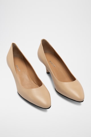 Zapatos de piel de cordero de tacón - Beige