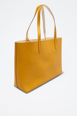 Bolso shopper y bolso de mano de piel - Mostaza