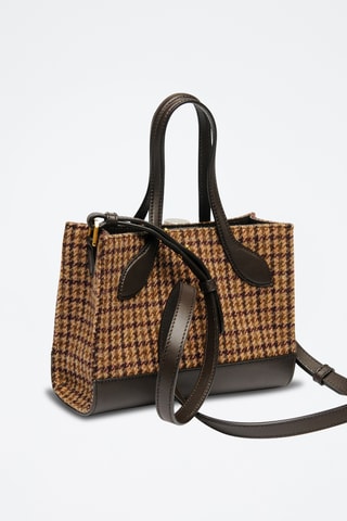 Bolso de lana virgen y piel bovina - Marrón oscuro