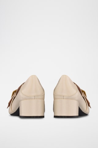 Zapatos de piel bovina de tacón - Beige
