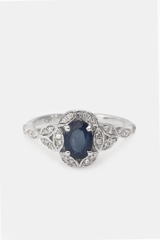 Bague Safiro - Or blanc, diamants et saphir