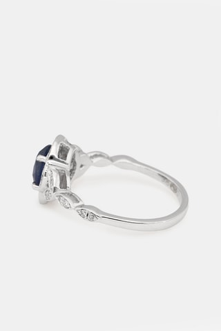 Bague Safiro - Or blanc, diamants et saphir