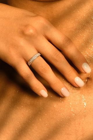 Bague Doublure tour complet - Or blanc et diamants